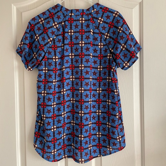 Maison Scotch & Soda Les Filles Blue, red & white star pattern blouse - Picture 2 of 6